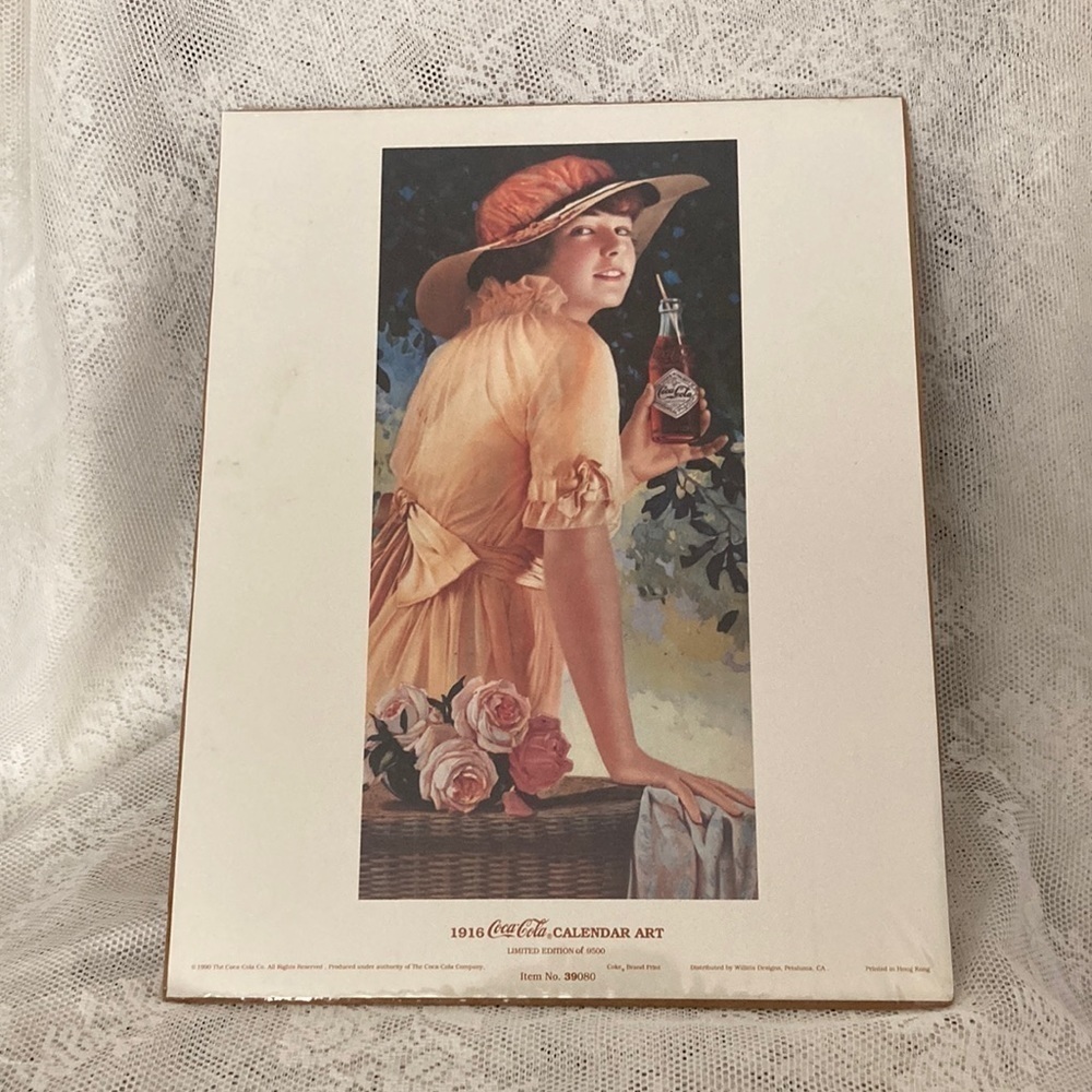 Reprint from 1990 of a Vintage image from a Coca Cola calendar circa 1916